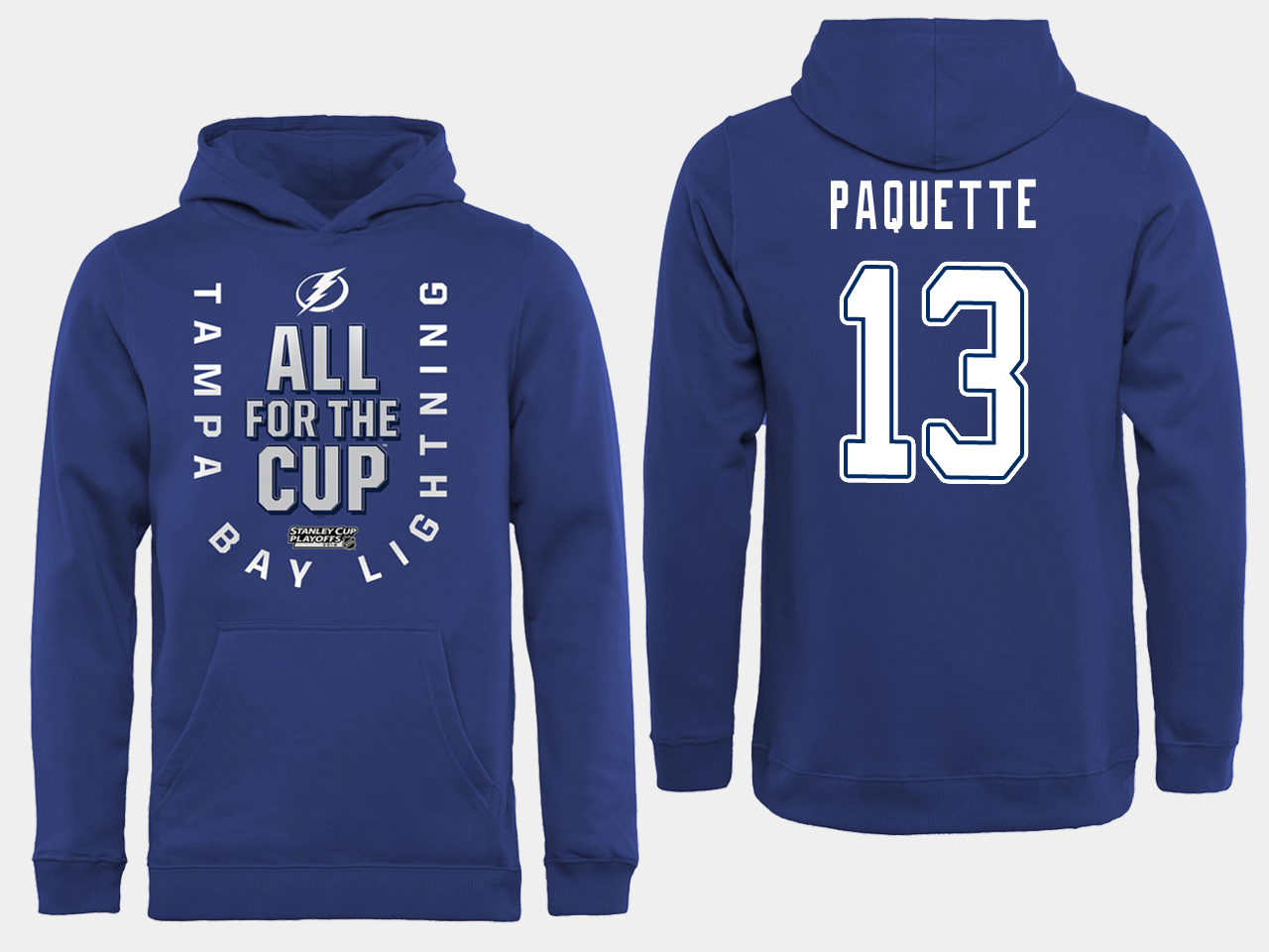 NHL Men adidas Tampa Bay Lightning 13 Paquette blue All for the Cup Hoodie